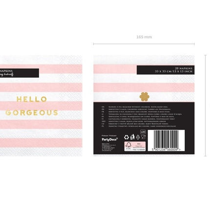 Lichtroze Servetten Hello Gorgeous 33cm 20st van Partydeco koop je bij Partywinkel