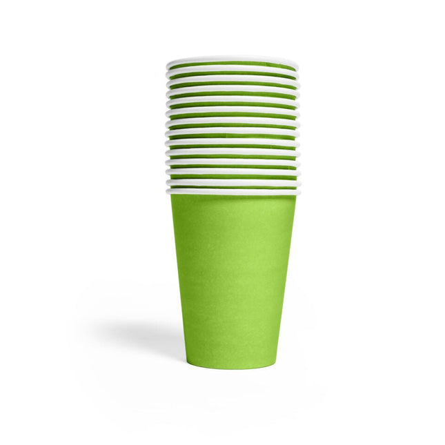 Lime Groene Bekers Papier 210ml 14st van WeFiesta koop je bij Partywinkel