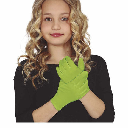 Lime Groene Handschoenen Kind 17cm van Fiestas Guirca koop je bij Partywinkel