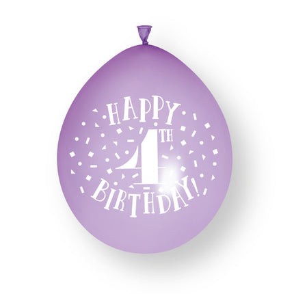 10 stycken Happy 4th Birthday 23cm latexballonger