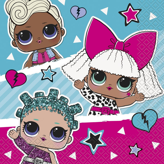 Lol Surprise Servetten 16,5cm 16st van Unique koop je bij Partywinkel
