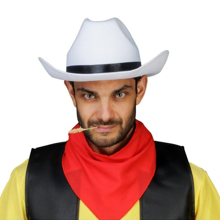 Lucky Luke cowboyhatt, vit, one size