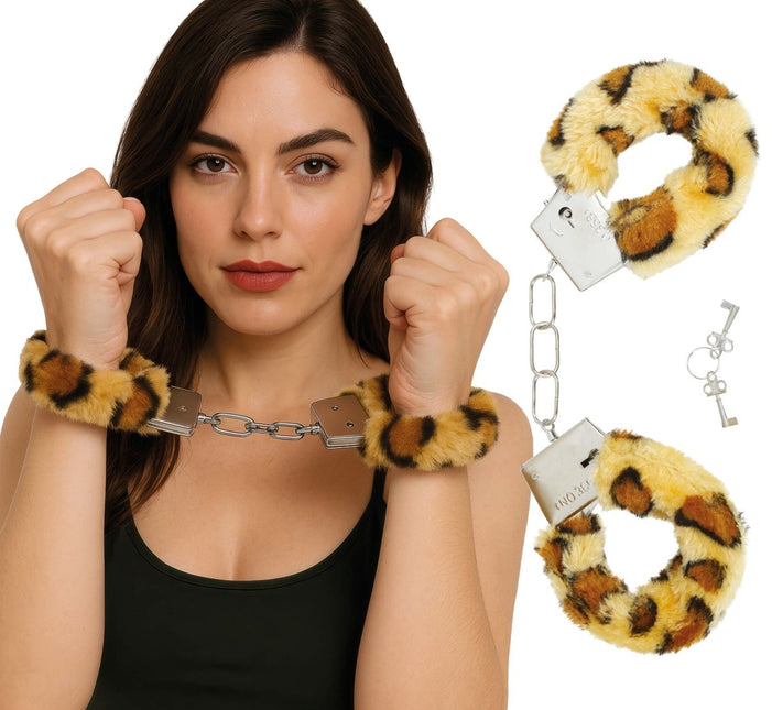 Luipaard Handboeien Bruin Beige van Fiestas Guirca koop je bij Partywinkel