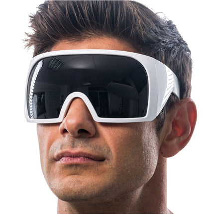 Witte Futuristische Maskerbril met Zwart Vizier