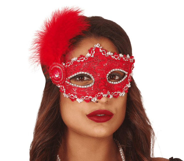 Masker Veren Rood van Fiestas Guirca koop je bij Partywinkel