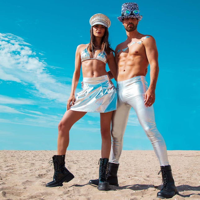 Metallic Zilveren Legging L - XL van Boland koop je bij Partywinkel