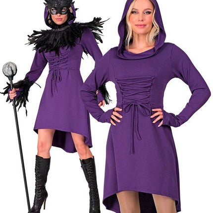 Middeleeuwse Gotisch Kostuum Dames Met Kap Paars van Widmann koop je bij Partywinkel