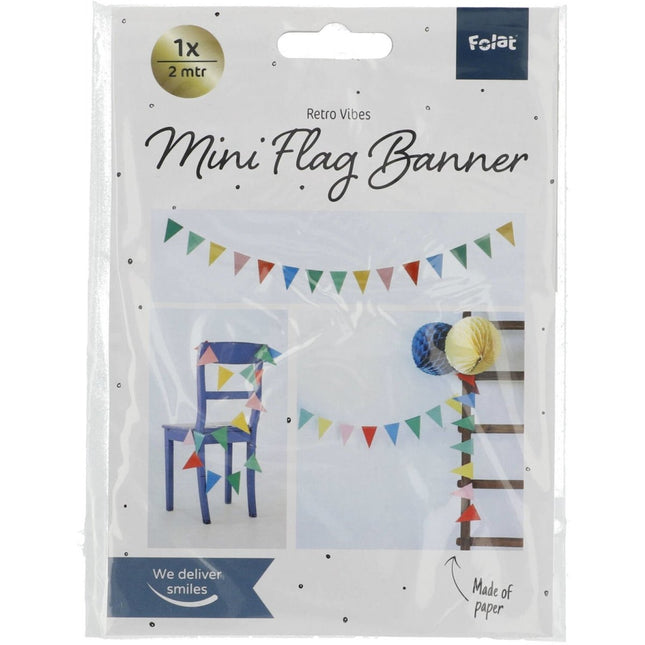 Mini Vlaggenlijn Retro 2,6m van Folat koop je bij Partywinkel