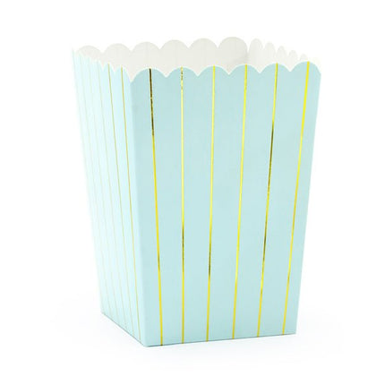 Mint Groene Popcorn Bakjes Goud Gestreept 12,5cm 6st van Partydeco koop je bij Partywinkel