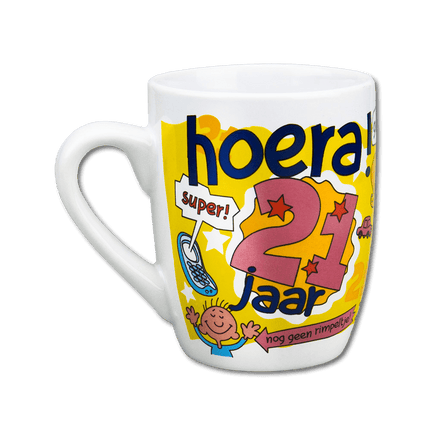 Mok 21 Jaar 12cm van Paper Dreams koop je bij Partywinkel