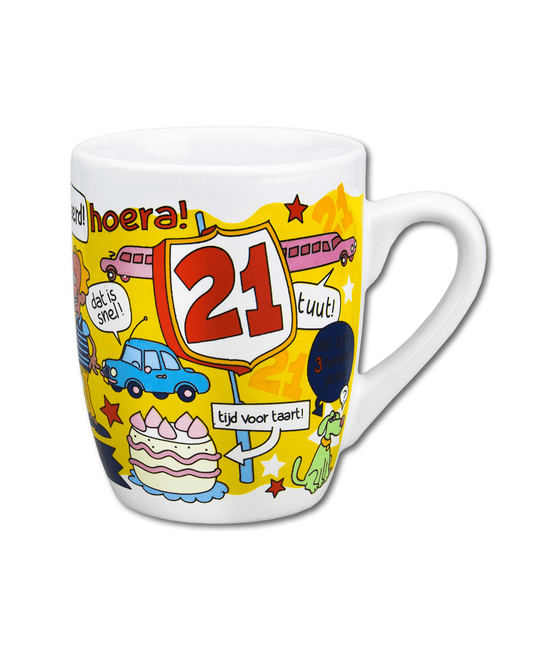 Mok 21 Jaar 12cm van Paper Dreams koop je bij Partywinkel