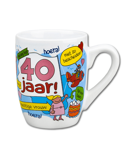 Mok 40 Jaar Vrouw 12cm van Paper Dreams koop je bij Partywinkel