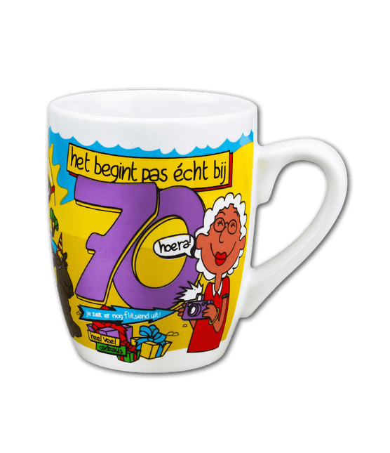 Mok 70 Jaar 12cm van Paper Dreams koop je bij Partywinkel