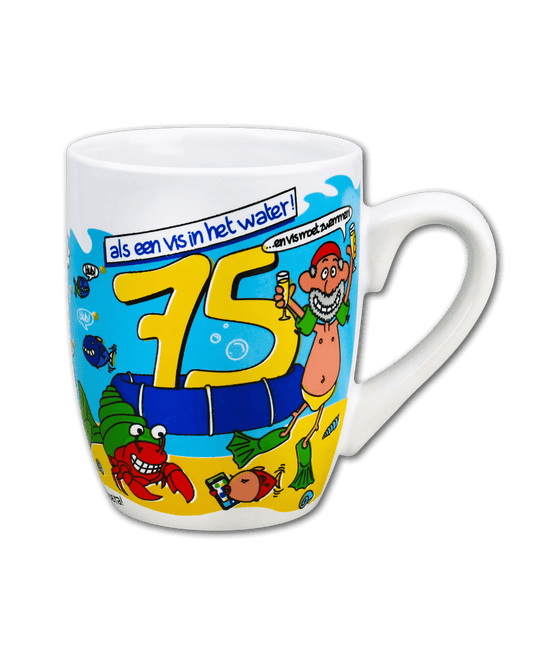 Mok 75 Jaar 12cm van Paper Dreams koop je bij Partywinkel