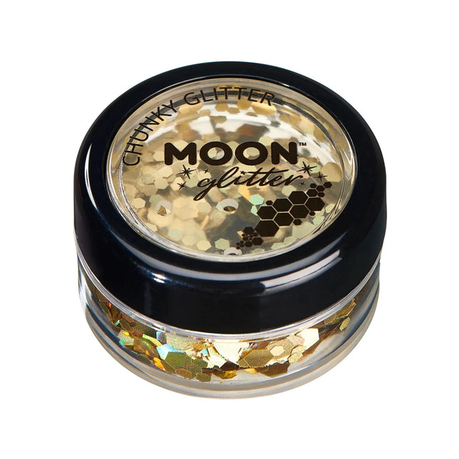 Moon Glitter Holographic Chunky Glitter Gold 3g van Moon Creations koop je bij Partywinkel