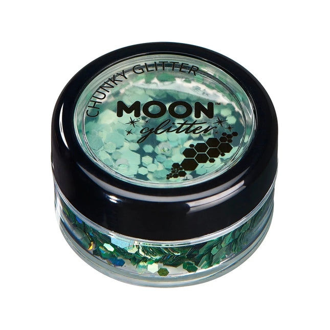 Moon Glitter Holographic Chunky Glitter Green 3g van Moon Creations koop je bij Partywinkel