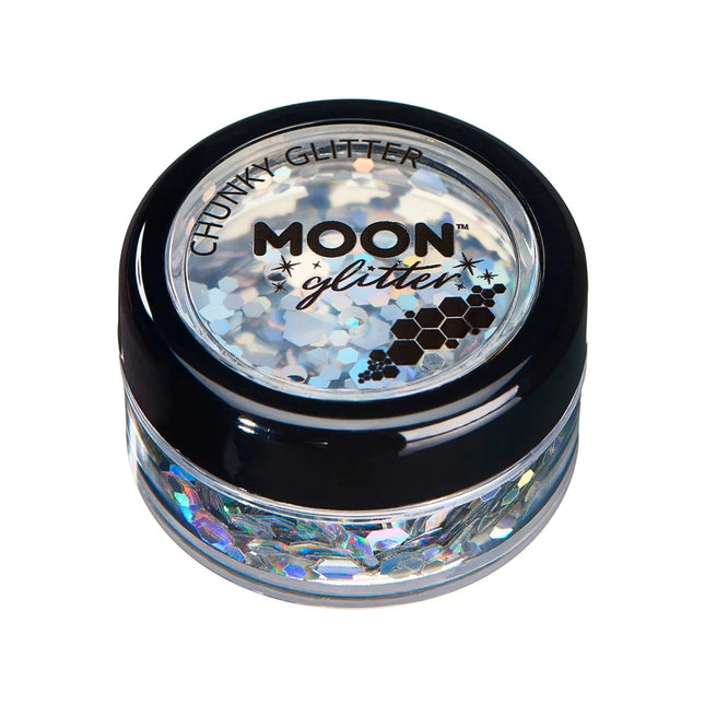 Moon Glitter Holographic Chunky Glitter Silver 3g van Moon Creations koop je bij Partywinkel
