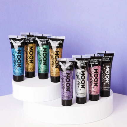 Moon Glitter Holographic Glitter Hair Gel Green 20ml van Moon Creations koop je bij Partywinkel