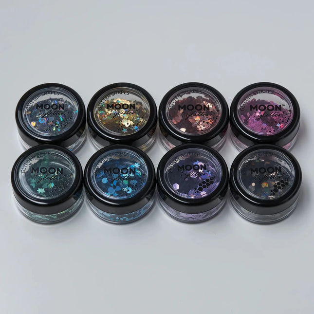 Moon Glitter Holographic Glitter Shapes Rose Gold 3g van Moon Creations koop je bij Partywinkel