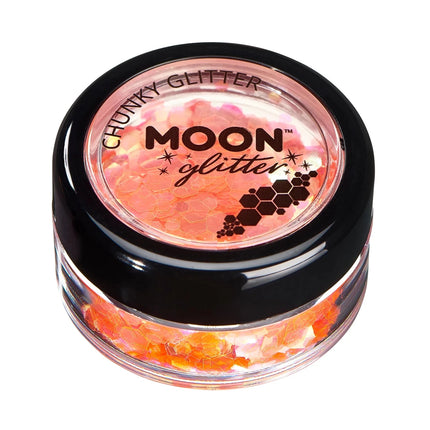 Moon Glitter Iridescent Chunky Glitter Orange 3g van Moon Creations koop je bij Partywinkel