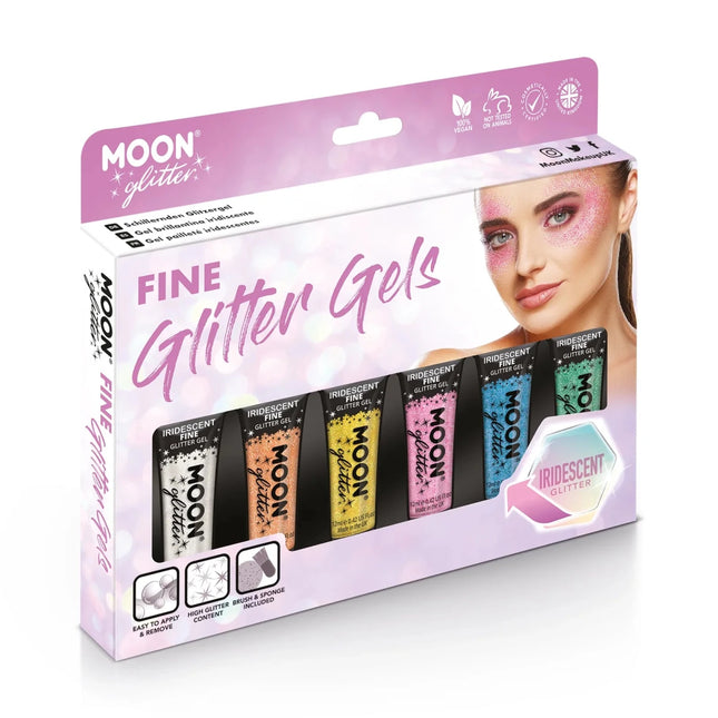 Moon Glitter Iridescent Fine Glitter Gel Pink 12ml van Moon Creations koop je bij Partywinkel