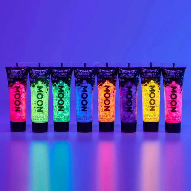 Moon Glow Neon UV Chunky Glitter Gel Hot Pink 12ml van Moon Creations koop je bij Partywinkel