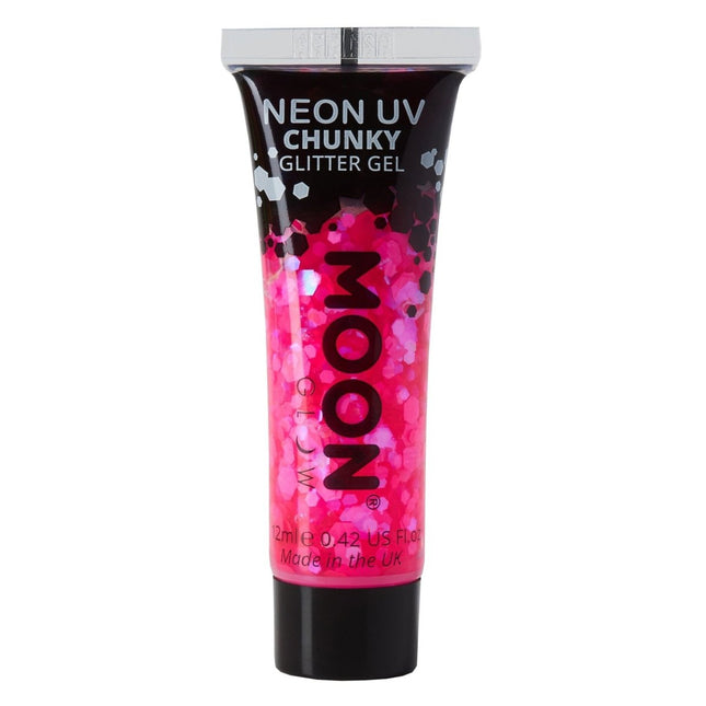 Moon Glow Neon UV Chunky Glitter Gel Magenta 12ml van Moon Creations koop je bij Partywinkel