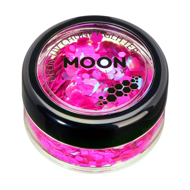 Moon Glow Neon UV Chunky Glitter Magenta 3g van Moon Creations koop je bij Partywinkel
