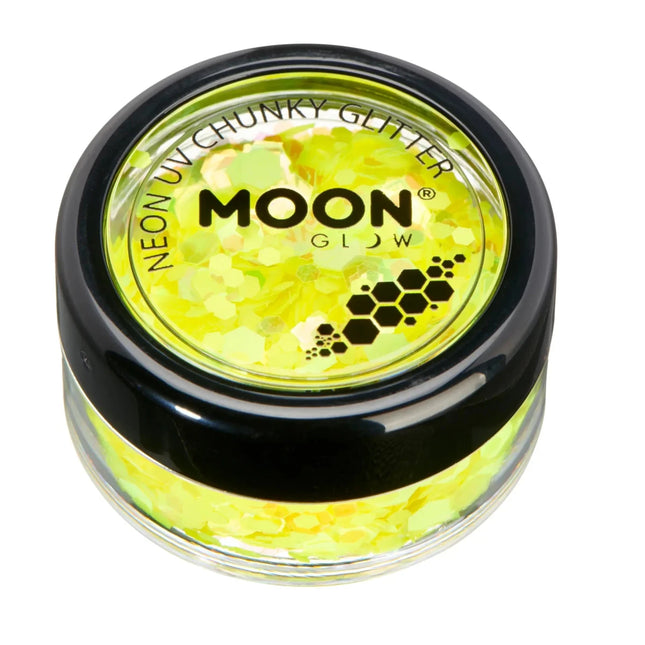 Moon Glow Neon UV Chunky Glitter Yellow 3g van Moon Creations koop je bij Partywinkel