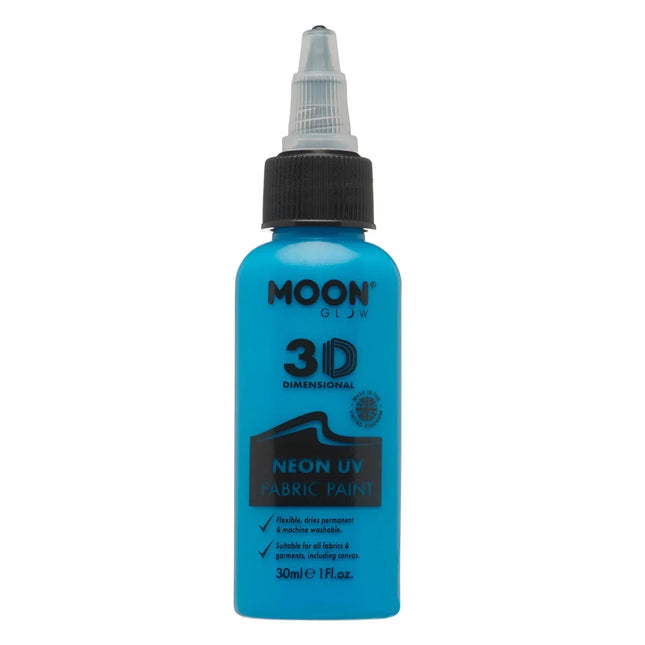 Moon Glow Neon UV Fabric Paint 30ml Intense Blue 30ml van Moon Creations koop je bij Partywinkel