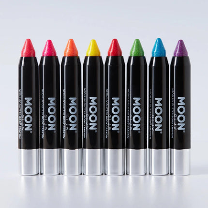 Moon Glow Neon UV Glitter Body Crayons Purple 3.2g van Moon Creations koop je bij Partywinkel
