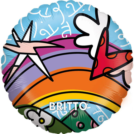 Färgad heliumballong Britto, rund, tom, 45 cm