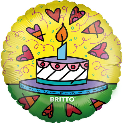 Färgad heliumballong, Britto-tårta, tom, 45 cm
