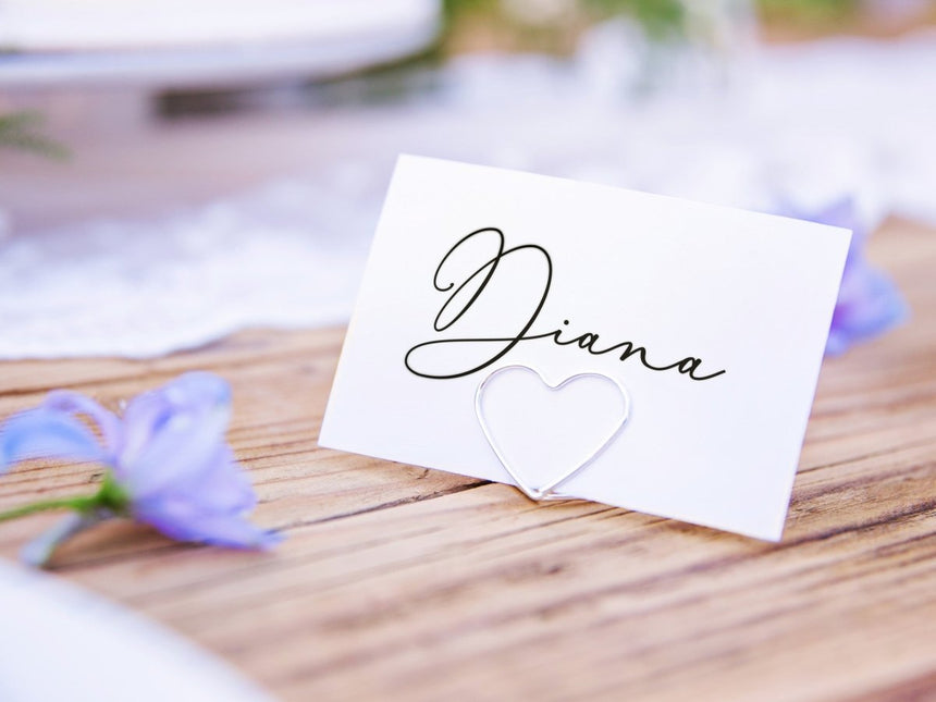 Naamkaarthouders Hartjes Zilver 2,5cm 10st van Partydeco koop je bij Partywinkel