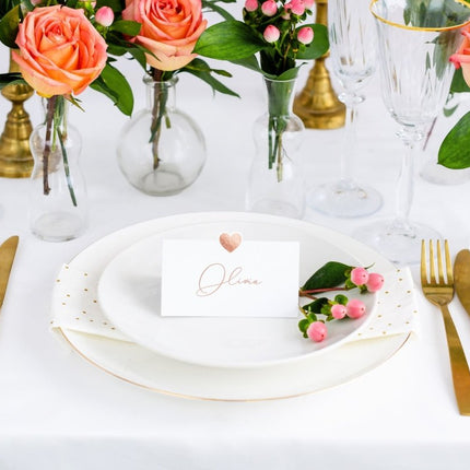 Naamkaartjes Rose Goud 10cm 10st van Partydeco koop je bij Partywinkel