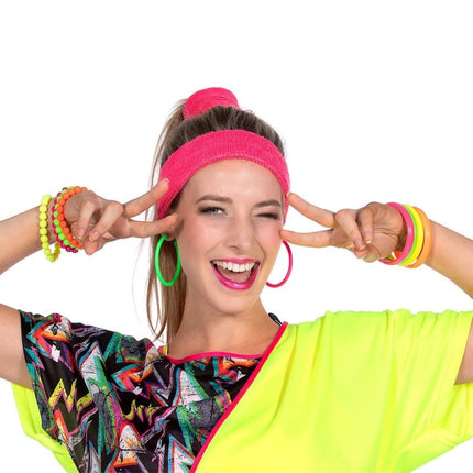 Neon 80S Armband Dames Kralen 4st van Wilbers & Wilbers koop je bij Partywinkel