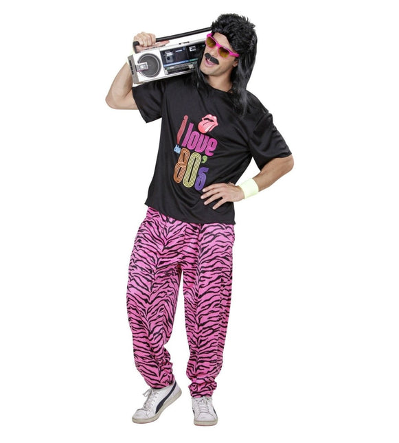 Neon 80S Kostuum Zwart Roze Heren van Widmann koop je bij Partywinkel