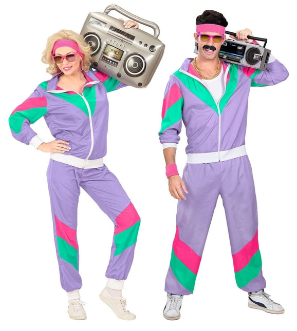 Neon 80S Trainingspak Fout Lila van Widmann koop je bij Partywinkel