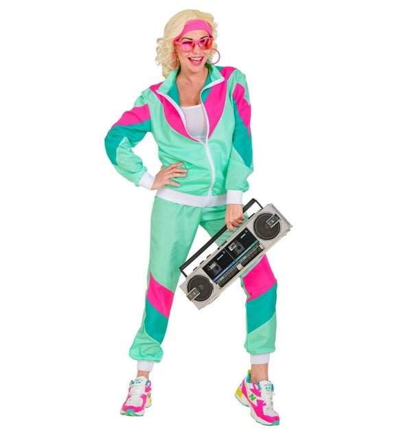 Neon 80S Trainingspak Fout Turquoise van Widmann koop je bij Partywinkel