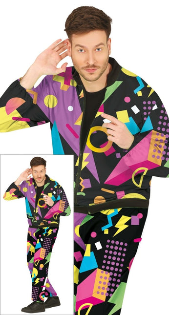Neon 80S Trainingspak Fout Zwart Heren van Fiestas Guirca koop je bij Partywinkel