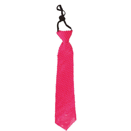 Neon Roze Stropdas Glitter 37cm van Fiestas Guirca koop je bij Partywinkel