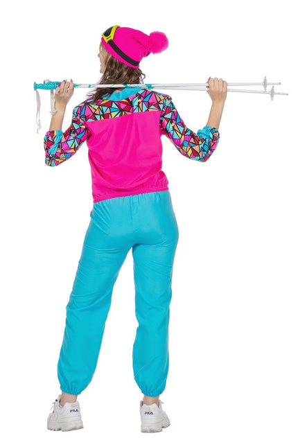 Neon Trainingspak Fout Blauw Roze Dames 2 delig van Wilbers & Wilbers koop je bij Partywinkel