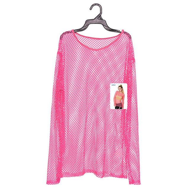 Neonroze Visnet Shirt M/L van Boland koop je bij Partywinkel