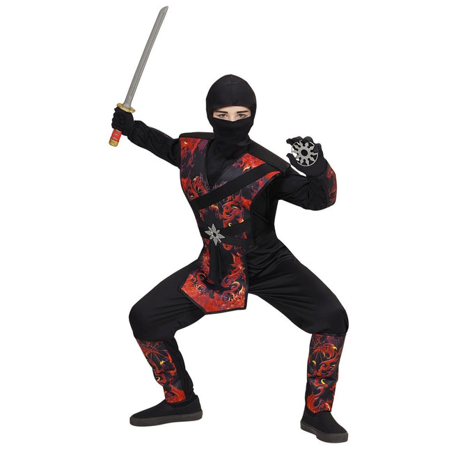 Ninja Kostuum Zwart Rood Jongen van Widmann koop je bij Partywinkel