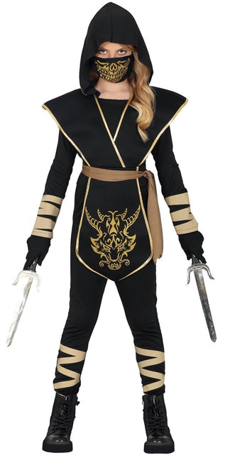 Ninja Pak Zwart Goud Meisje van Fiestas Guirca koop je bij Partywinkel