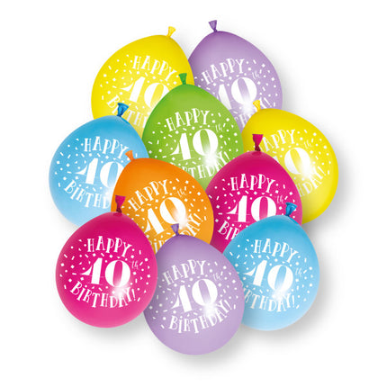 10 st. ”Happy 40th Birthday”-ballonger i latex, 23 cm