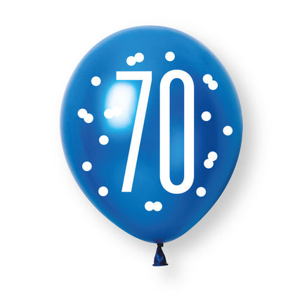 70 Jaar Ballonnen Set Blauw 30cm 6st