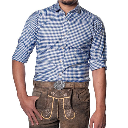 Oktoberfest Blouse Blauw Heren van Partychimp koop je bij Partywinkel