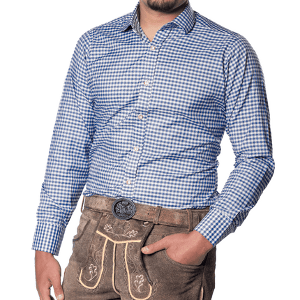 Oktoberfest Blouse Blauw Heren van Partychimp koop je bij Partywinkel