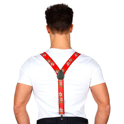 Oktoberfest Bretels Rood Met Edelweiss van Widmann koop je bij Partywinkel